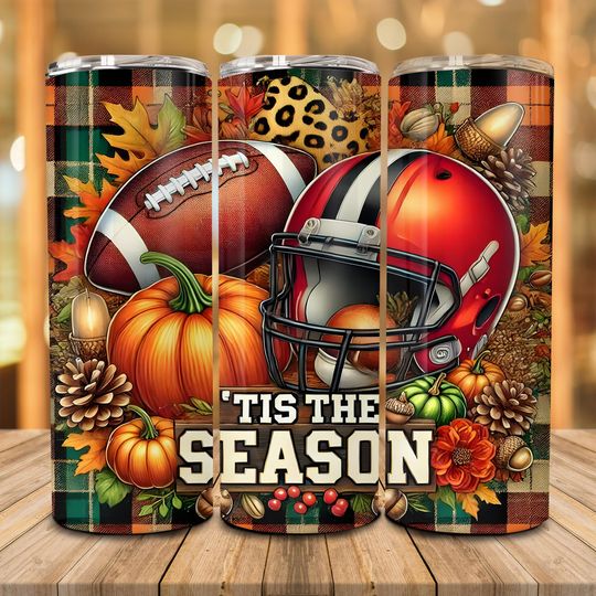 Tis' the season Football 20oz Tumbler Wrap Design, American Football  , Pumpkin  , Fall Autumn  , Fall Football 20oz Skinny Tumbler