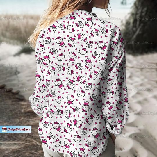 Hello Kitty Linen Shirt, Hello Kitty Linen Blouse, Hello Kitty Shirt