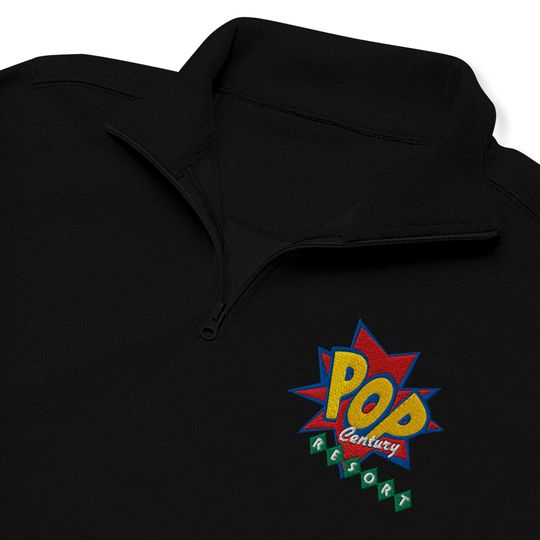 Pop Century Resort Embroidered Quarter Zip | Subtle Minimalist Disney Pullover
