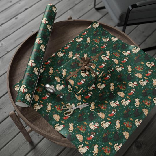 Cat Christmas Pattern Wrapping Paper | Dog Holiday Gift Wrap