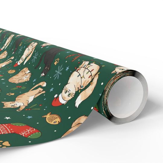 Cat Christmas Pattern Wrapping Paper | Dog Holiday Gift Wrap