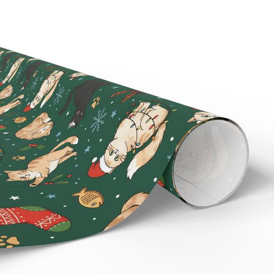 Cat Christmas Pattern Wrapping Paper | Dog Holiday Gift Wrap
