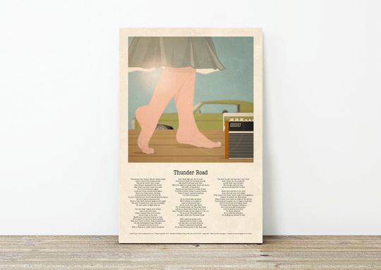 Thunder Road Bruce Springsteen lyric poster unframed art print