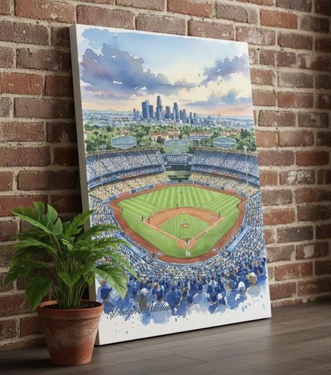 Dodger Stadium Watercolor Print: Los Angeles Baseball Art