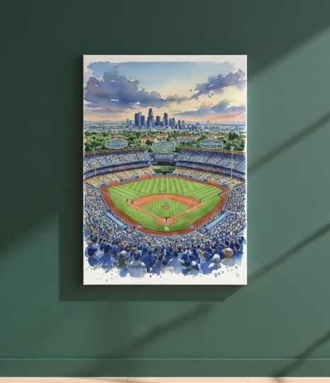 Dodger Stadium Watercolor Print: Los Angeles Baseball Art