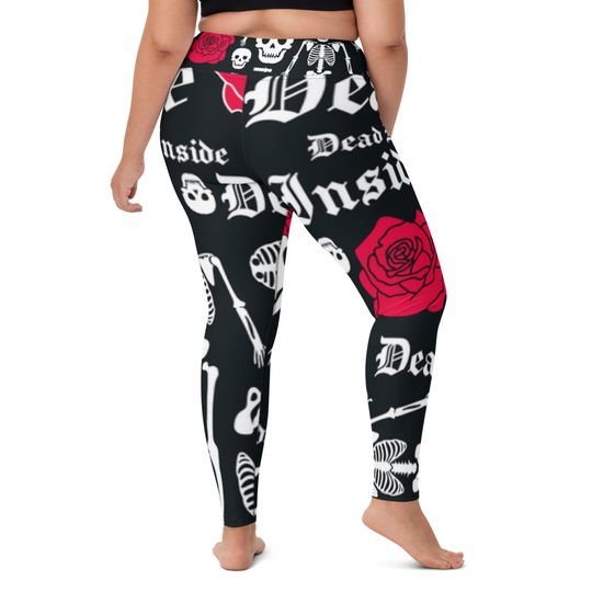 Dead Inside Yoga Leggings, Yoga Leggings, Skeleton Design, Goth Pants