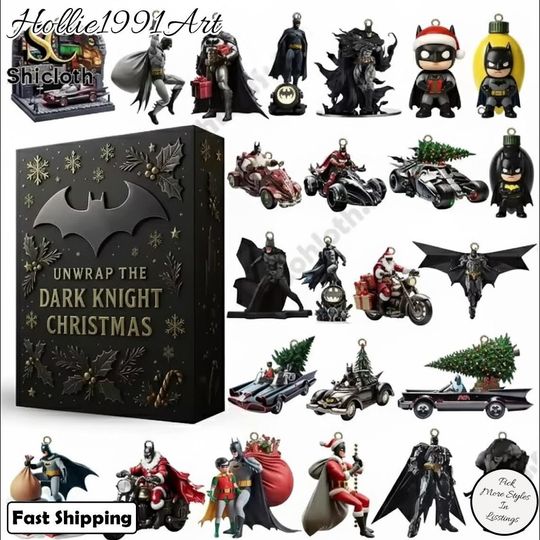 Superhero Advent Calendar 2025, 24 Dark Vigilante Ornaments, Christmas Countdown Gift for Comic Fans & Action Hero Collectors