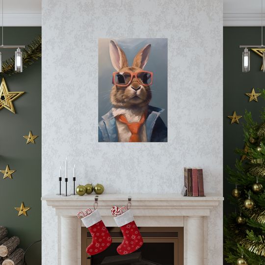 Bunny Wearing Glasses Premium Matte Vertical Posters