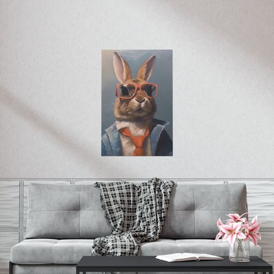 Bunny Wearing Glasses Premium Matte Vertical Posters