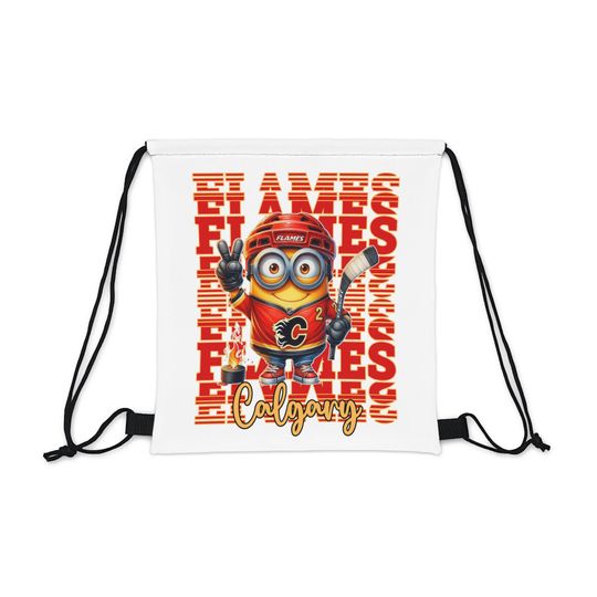 Flames hockey themed Outdoor Drawstring Bag
