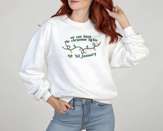 Embroidered taylorrrr version Christmas Lights Sweatshirt - Cozy Holiday Pullover