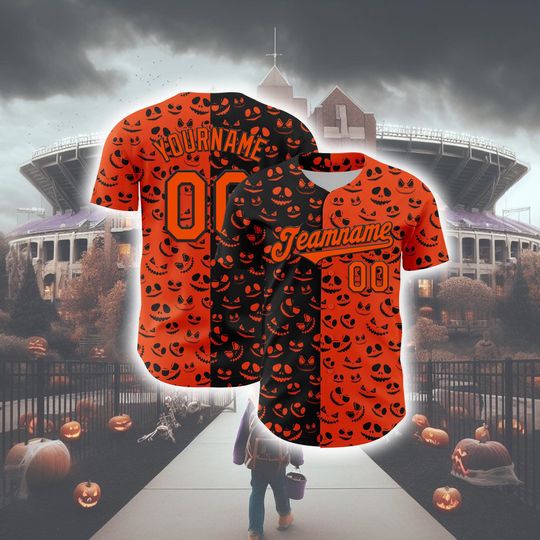 Halloween Horror Baseball Jersey Custom Graphic Tee