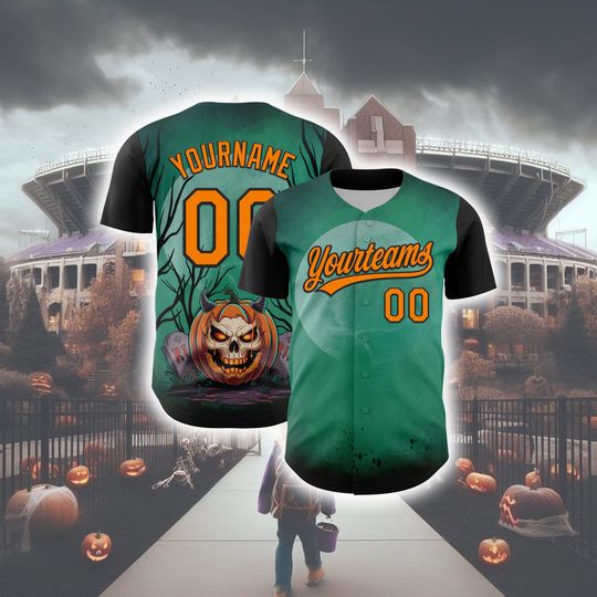 Personalized Halloween Horror Baseball Jersey Unisex Graphic Tee