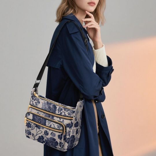 Floral Botanical Multi-pocket Crossbody Bag for Women