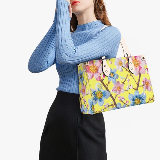 Flower Pattern Leather Handbag, Gift for Women