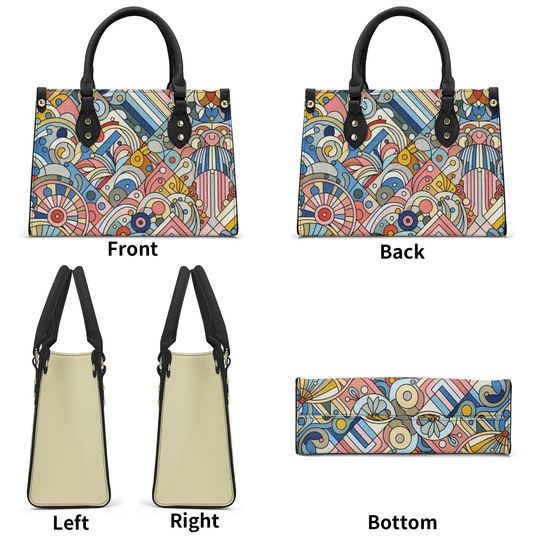 Leather Handbag  beautiful  design abstract art spring colors