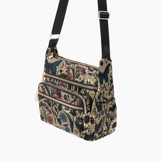 Butterfly Floral Multi-pocket Crossbody Bag Women's Handbag Purse