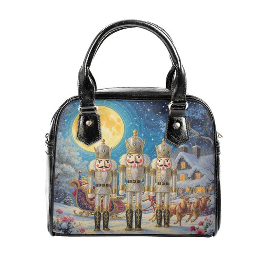 Christmas Nutcracker Handbag: Vegan Leather Holiday Tote Purse