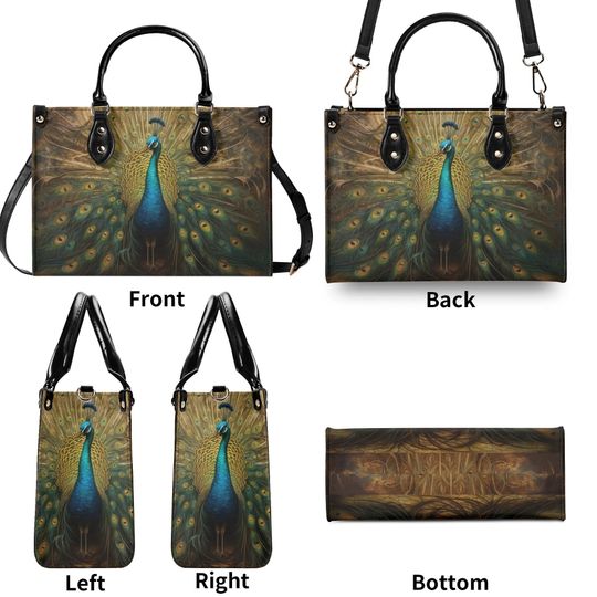Women Leather PU Handbag Shoulder Bag tote purse Beautiful colors summer fall winter Peacock design Nice gift