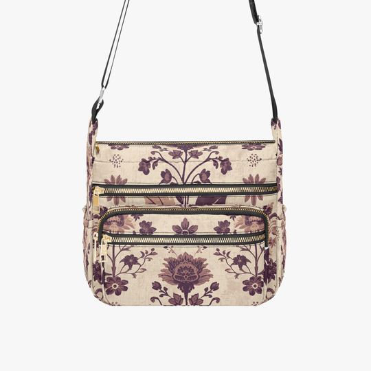 Floral Retro Botanical Multi-pocket Crossbody Bag for Women