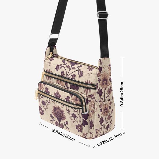 Floral Retro Botanical Multi-pocket Crossbody Bag for Women