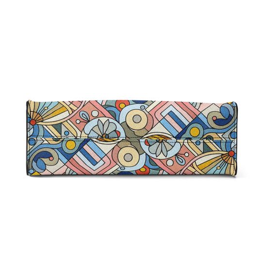 Leather Handbag  beautiful  design abstract art spring colors
