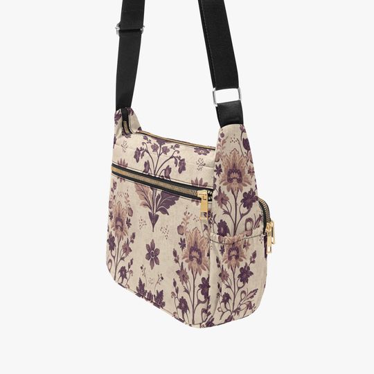Floral Retro Botanical Multi-pocket Crossbody Bag for Women