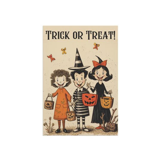 Retro Vintage Halloween Garden Flag. Welcome Sign