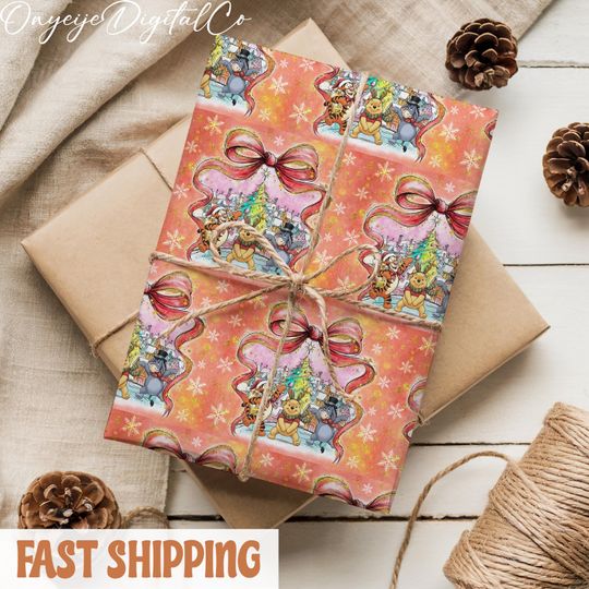 Classic Winnie the Pooh Wrapping Paper  Vintage Pooh Bear Gift Wrap  Nostalgic Christmas & Birthday Wrap