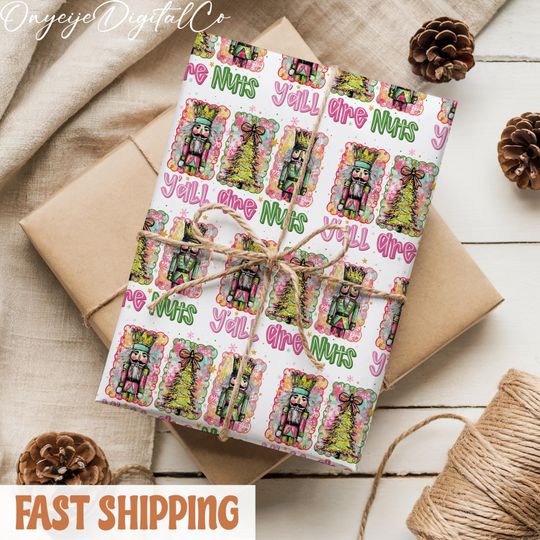 Nutcracker Wrapping Paper  Classic Christmas Gift Wrap  Elegant Holiday Paper Roll