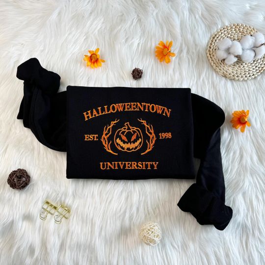 Halloweentwon Embroidered Sweatshirt, Embroidered Halloweentown Sweatshirt
