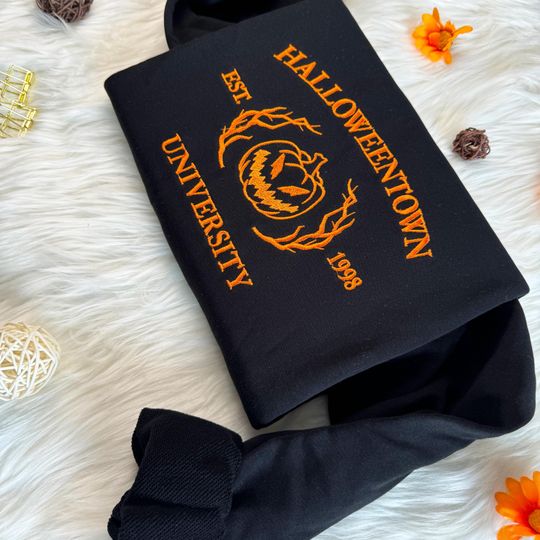 Halloweentwon Embroidered Sweatshirt, Embroidered Halloweentown Sweatshirt