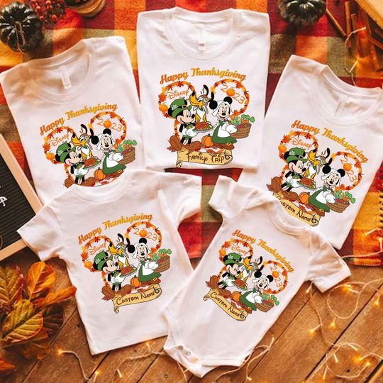 Personalized Mickey and Friends Thanksgiving shirts, Disney Thanksgiving Fall shirt