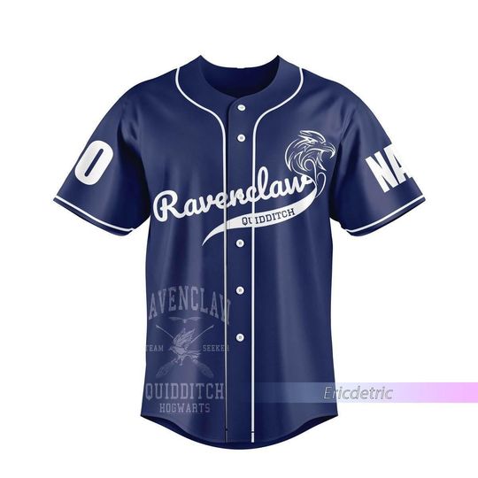 Custom Ravenclaw Baseball Jersey, Wizard House Varsity Collegiate Shirt
