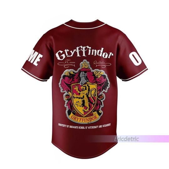 Custom Gryffindor Baseball Jersey, Wizard House Varsity Collegiate Shirt