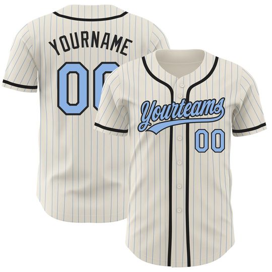Personalized Baseball Jersey, Light Blue Stripe Baseball Jersey