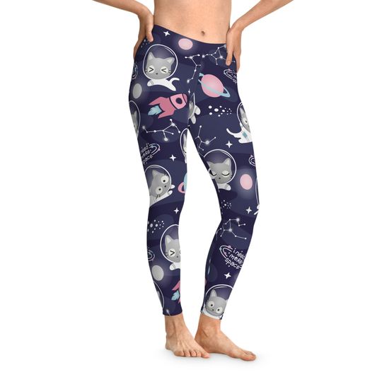 Kawaii Space Cat Stretchy Leggings