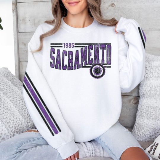 Sacramento Basketball Retro Unisex Sweatshirt, King Basketball Fan Gift, Crewneck Vintage Style Jumper, Sports Apparel, Basketball Fan Gift