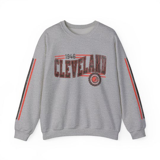 Cleveland Football Retro Crewneck Sweatshirt, Brown Retro Stripe Sleeve Sweatshirt, Cleveland Unisex Shirt, Game Day Shirt, Brown Fan Gift
