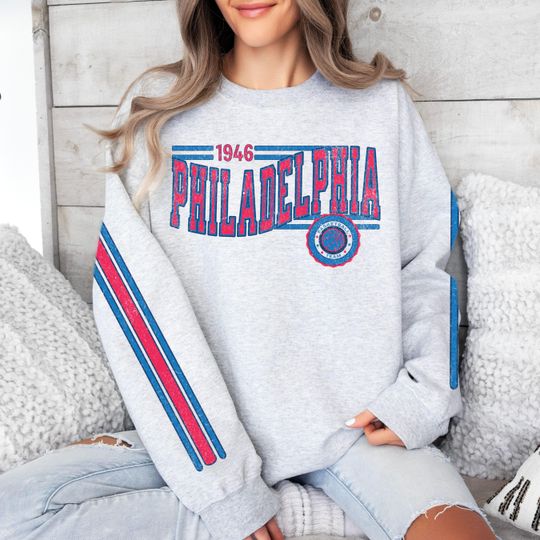 Philadelphia Basketball Retro Unisex Sweatshirt, 76 Basketball Fan Gift, Crewneck Vintage Style Jumper, Sports Apparel, Basketball Fan Gift