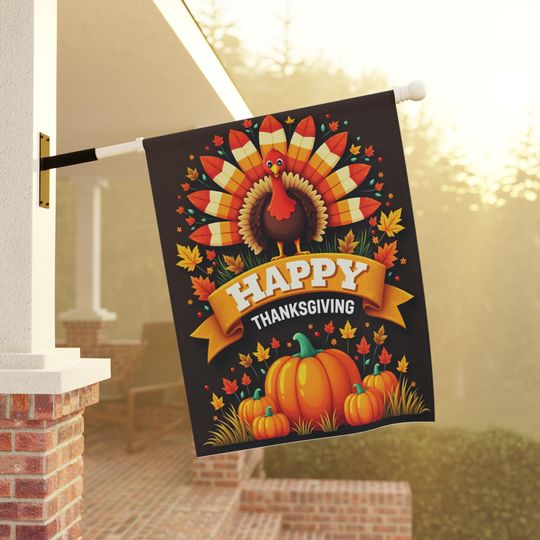 Thanksgiving Garden Banner Double-Sided Fall Yard Flag