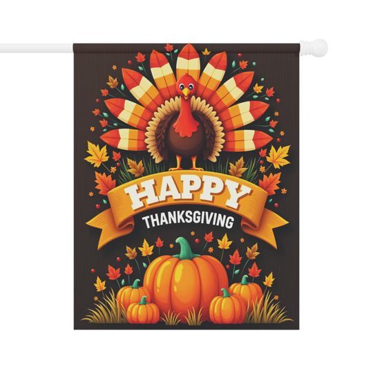 Thanksgiving Garden Banner Double-Sided Fall Yard Flag
