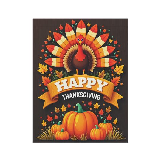 Thanksgiving Garden Banner Double-Sided Fall Yard Flag