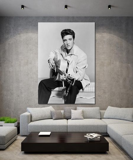 Elvis Presley Playing Acoustic Guitar  Canvas Wall Art Print