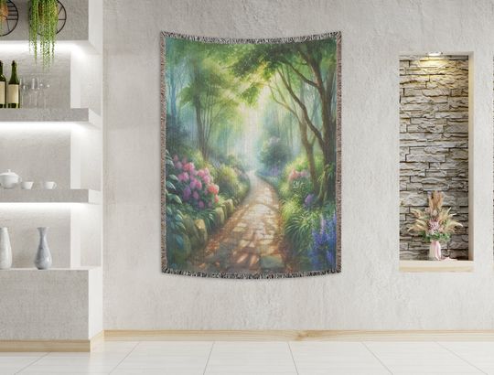Enchanted Forest Watercolor Woven Blanket
