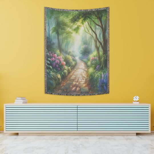 Enchanted Forest Watercolor Woven Blanket