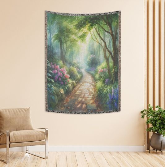 Enchanted Forest Watercolor Woven Blanket