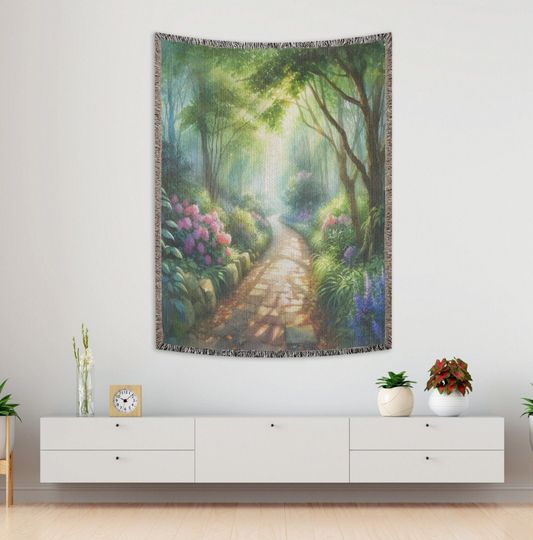 Enchanted Forest Watercolor Woven Blanket
