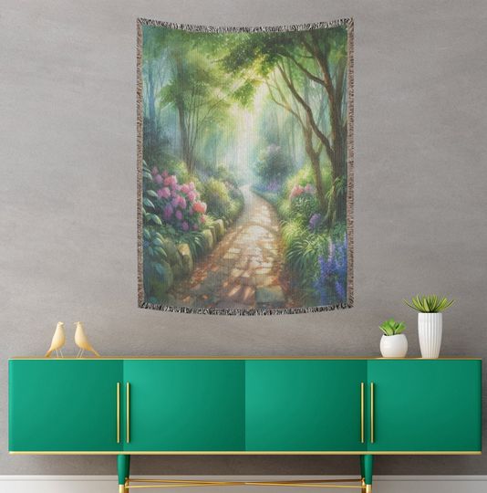 Enchanted Forest Watercolor Woven Blanket