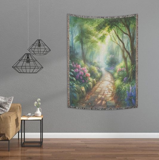Enchanted Forest Watercolor Woven Blanket